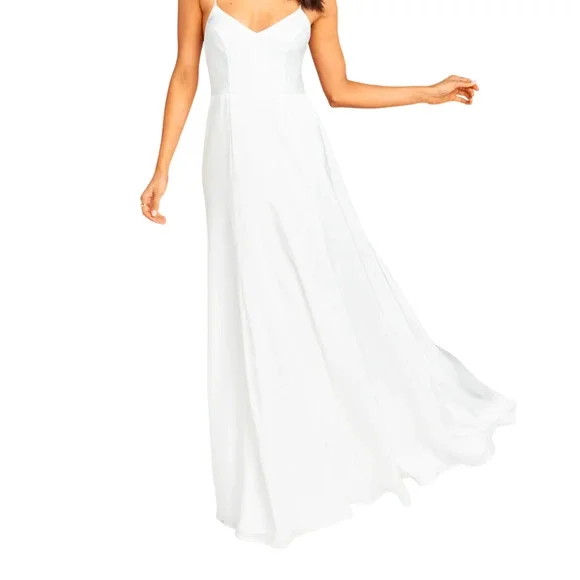 Show Me Your Mumu - Wedding Godshaw Godess Maxi Gown - White, "Ivory Luxe Satin" - Picture 8 of 9